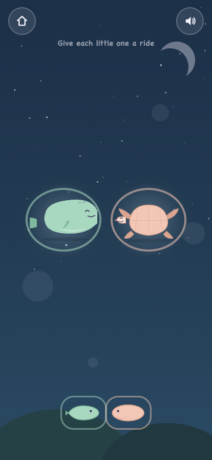 Current Ferry, pairing small creatures with the larger animals they ride